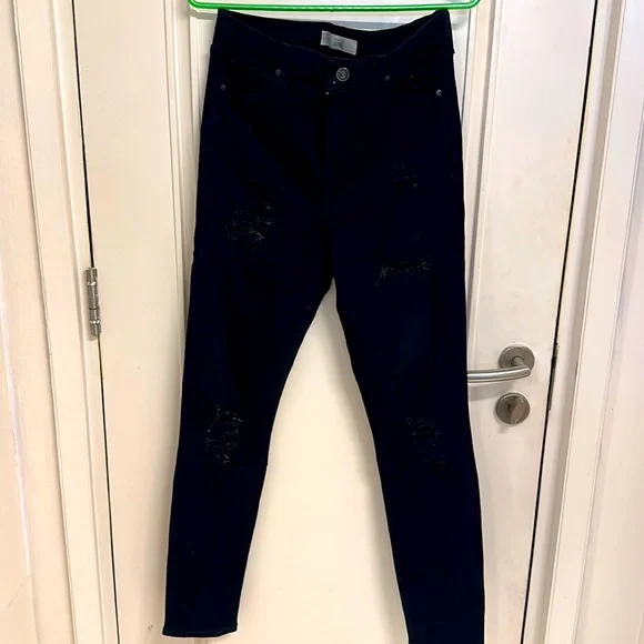 Topshop Moto Jamie Skinny , Ripped Black Jeans in W30/L32! NWOT - Picture 1 of 8